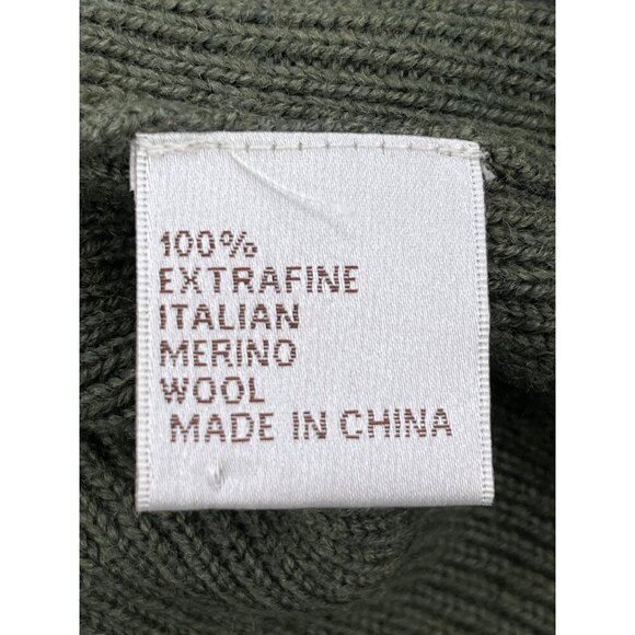 Peter Millar Mens Green Extra Fine Merino Wool Ribbed Half-Zip Sweater Large - Picture 6 of 7